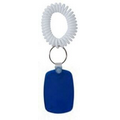 Rectangular/Rd. Corners Key Tag w/ Coil Wristband - Blue